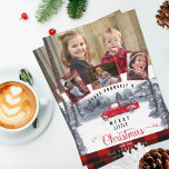 Familjefoto Collage, Play, Jul, Red Lastbil Julkort<br><div class="desc">Förtjusa vänner och familj med det här fantastiska fyra fotosamlingskortet! Rustik vattenfärgsbild med berg- och skogssklimat,  vintage röd lastbil och frasen "Ha dig själv en god jul" i modern manustypografi. Buffalo Play mönster på baksidan och detaljerna på framsidan. Två textavsnitt är tillgängliga för din egen text.</div>