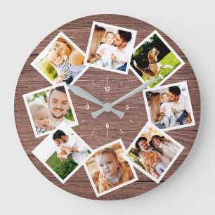 Familjefoto Collage Rustik Chic Gårdshus Stor Klocka