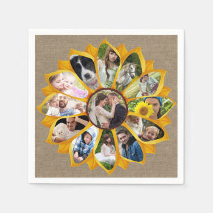 Familjefoto Collage Solros Jute 13 Bilder Enkel Pappersservett