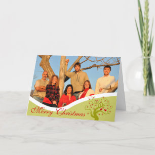 Familjefoto Cute Birds Lime Julgran Helgkort