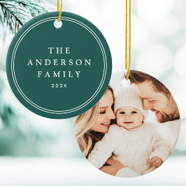 Familjefoto elegant gräns namn-grönten gräs julgransprydnad keramik