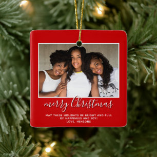 Familjefoto - enkel minimal Jul med minimal skript Julgransprydnad Keramik