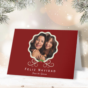 Familjefoto Feliz Navidad-mappat Helgdag-kort Helgkort