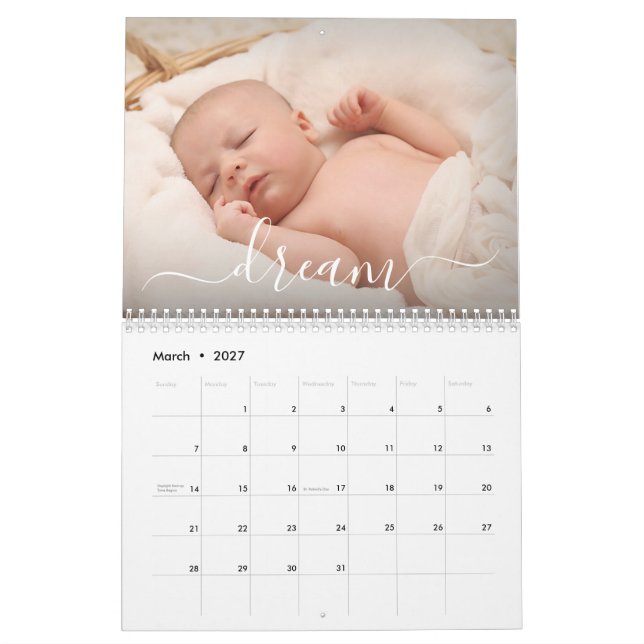 Familjefoto för enkla Eleganter Kalender (Mar 2027)