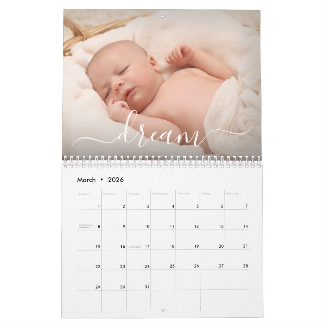 Familjefoto för enkla Eleganter Kalender (Mar 2026)