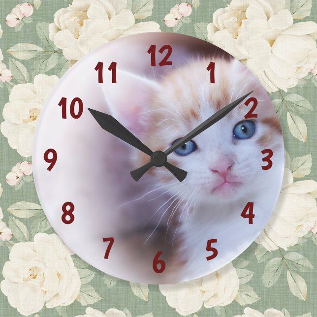 Familjefoto för feta burgundi-nummer stor klocka (Create your own photo clock.)
