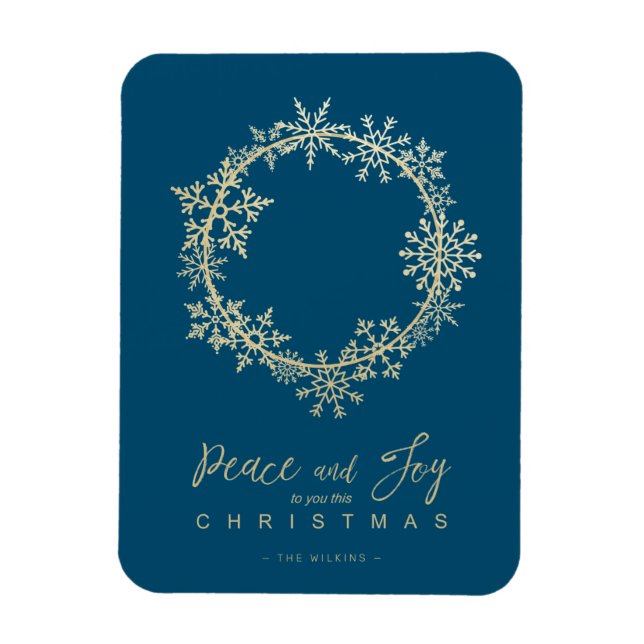 Familjefoto för Guld Snöflingor-rundan i God jul Magnet (Vertikal)