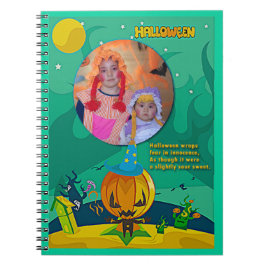Familjefoto för Halloween Jack o'Lantern Wizard Anteckningsbok