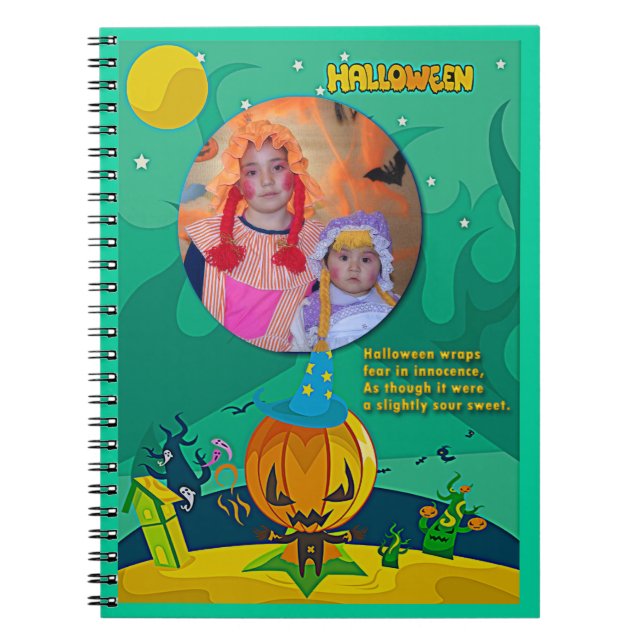 Familjefoto för Halloween Jack o'Lantern Wizard Anteckningsbok (Framsidan)