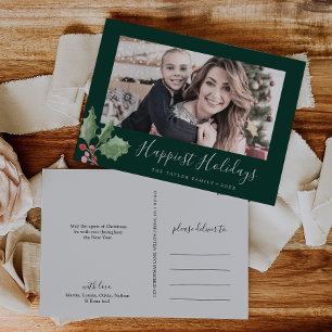 Familjefoto för julgreny Happiest Helgdagars Helg Vykort