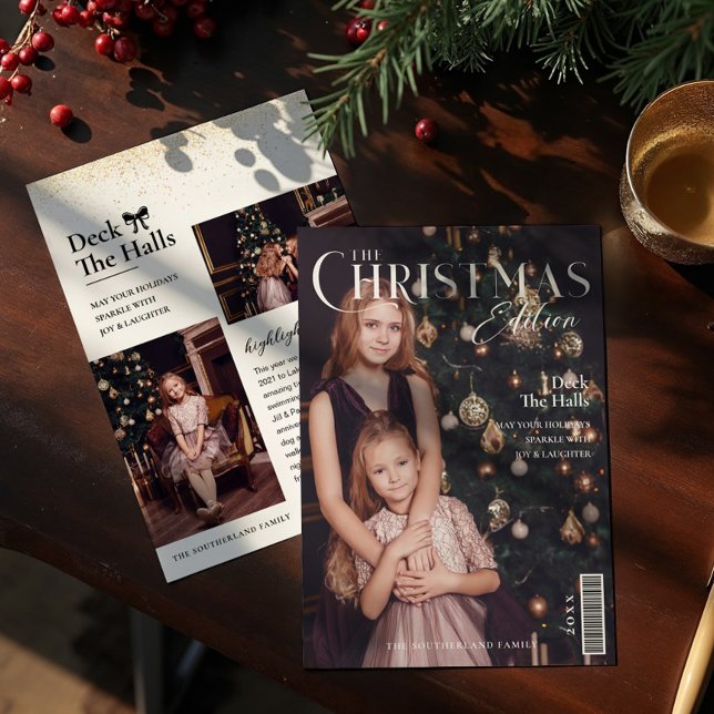 Familjefoto för julutgåva - Magasinomslag Julkort (The Christmas Edition Family Photo Magazine Cover Holiday Card)