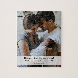 Familjefoto för lycklig First Fars dag pappa Baby Pussel