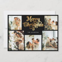 Familjefoto för Retro Black och Guld God jul