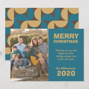 Familjefoto för Retro Mönster God jul Julkort