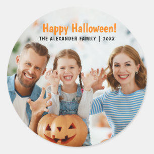 Familjefoto God Halloween Runt Klistermärke