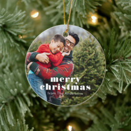 Familjefoto God Jul Julgransprydnad Keramik