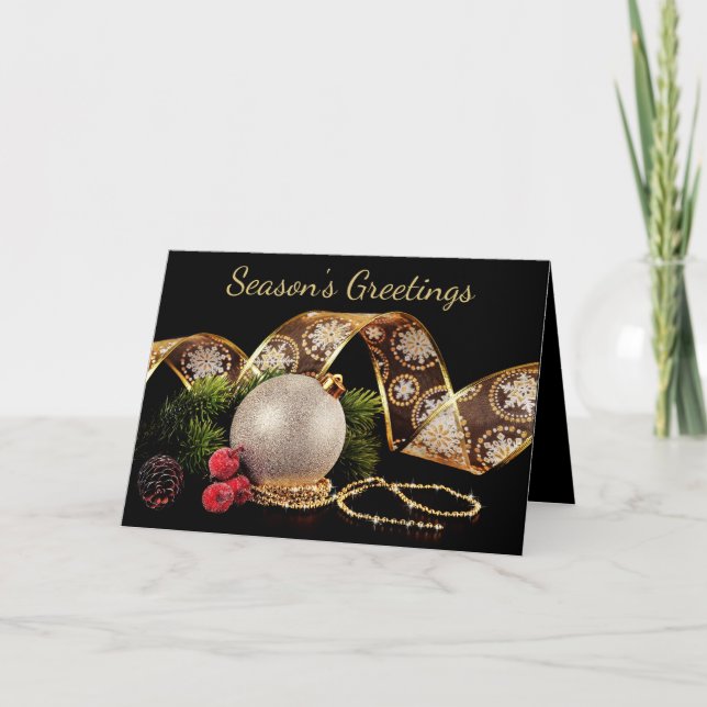 Familjefoto Guld, Silver Helgdag-julkort Kort (Framsida)