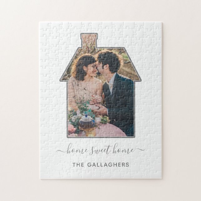 Familjefoto House Shape Houseuppvärmning Bröllop G Pussel (Vertikal)