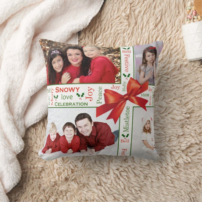 Familjefoto Jul på olika språk Kudde (Filt)