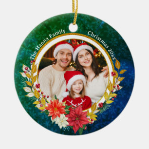 Familjefoto & Julstjärna God Jul Present Julgransprydnad Keramik