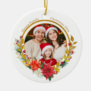 Familjefoto & Julstjärna God Jul Present Julgransprydnad Keramik