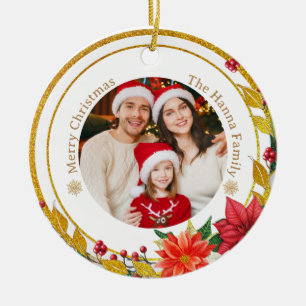 Familjefoto & Julstjärna God Jul Present Julgransprydnad Keramik