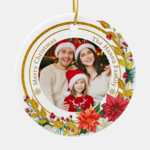 Familjefoto & Julstjärna God Jul Present Julgransprydnad Keramik
