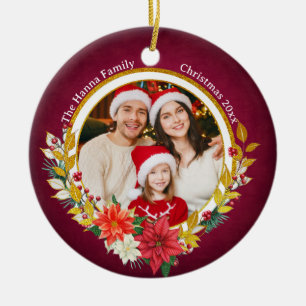 Familjefoto & Julstjärna God Jul Present Julgransprydnad Keramik