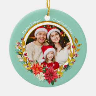 Familjefoto & Julstjärna God Jul Present Julgransprydnad Keramik