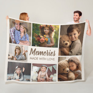 Familjefoto Kollage Minnen Kärlek Fleecefilt