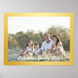 Familjefoto Med Guld Kant Poster