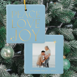 Familjefoto med minimal elegant i kärlek-glädjen julgransprydnad keramik