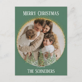 Familjefoto - minimal Guld Glitter-Anpassningsbar  Helg Vykort