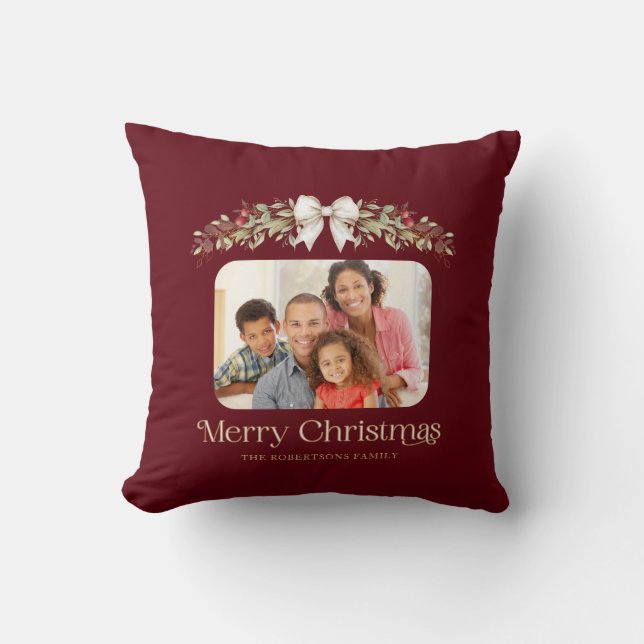 Familjefoto Modern Script God Jul Kudde (Framsida)
