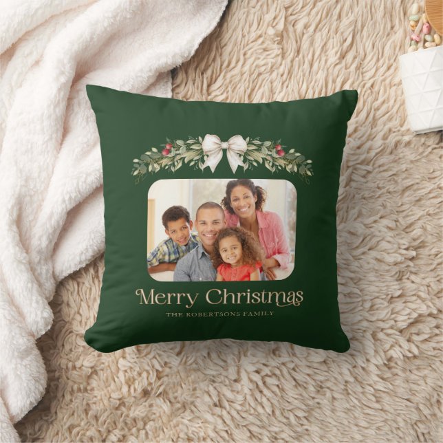 Familjefoto Modernt manus God Jul Kudde (Filt)