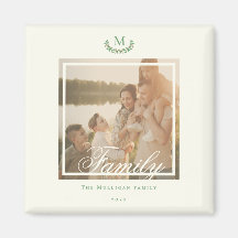 Familjefoto monogram julpresent chic Magnet