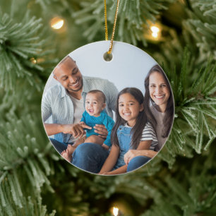 Familjefoto, Namn, Monogram Julgran Cerami Julgransprydnad Keramik