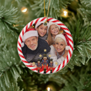 Familjefoto Namn Personalize för julkrackning Julgransprydnad Keramik