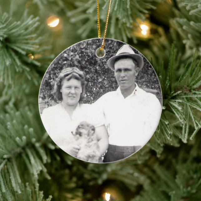 Familjefoto och kluster utan rötter julgransprydnad keramik (Träd)