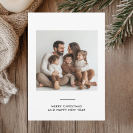 Familjefoto och merry och Bright Minimalistic Inbjudningar