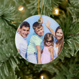 Familjefoto och Namn Red Glitter Julgransprydnad Keramik