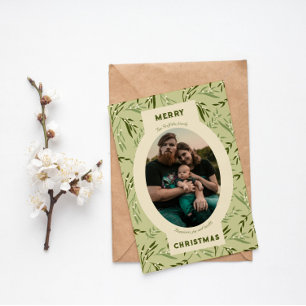 Familjefoto på mistletoprint helgkort