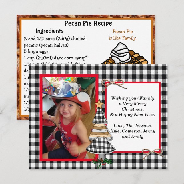 Familjefoto + Receptkort Julkort Vykort (Fram/baksida)