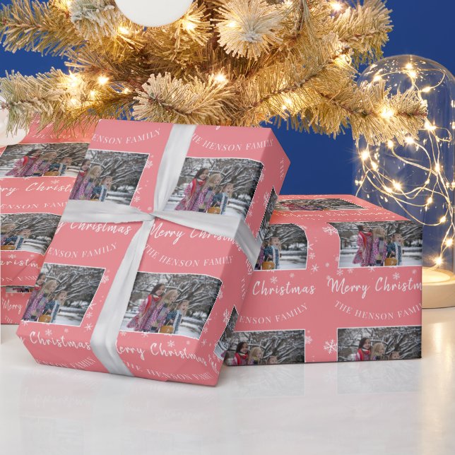 Familjefoto Rosa God Jul Manus  Presentpapper (Helgdagar)