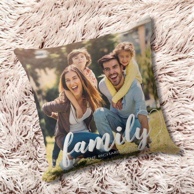 Familjefoto Script Två Foto Minne Kudde (Skapare uppladdad)