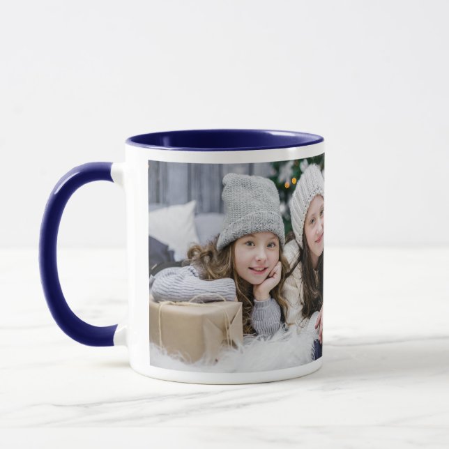 Familjefoto Tis säsong Blue Gift Coffee Mugg (Vänster)