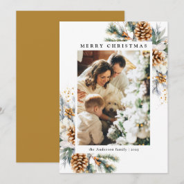 Familjefoto Vattenfärg Botanisk Blommigt jul Julkort