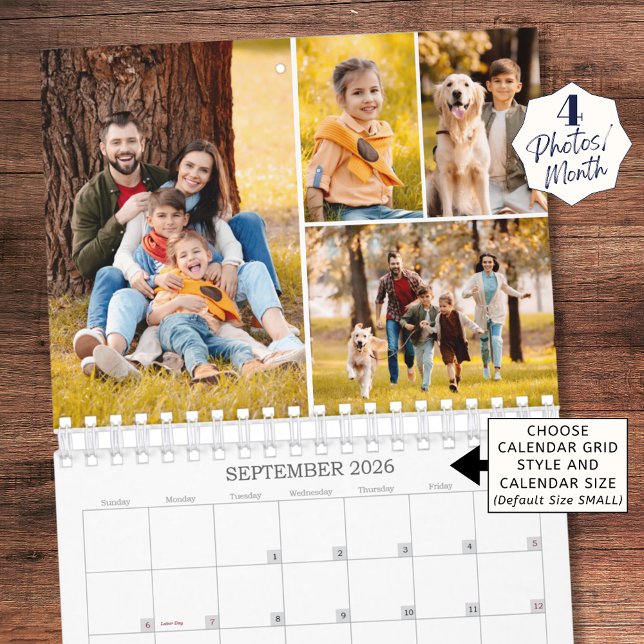 Familjefotocollage 4 bilder per månad kalender (Skapare uppladdad)