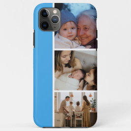 Familjefotocollage blå 4 bilder