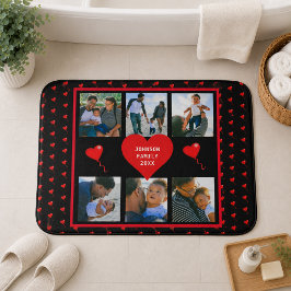 Familjefotocollage Familj Hjärtan Svart Bakgrund Badrumsmatta